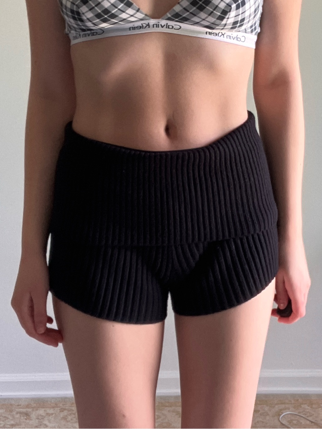 Charlotte Russe Black Ribbed High-Waist Athletic Shorts